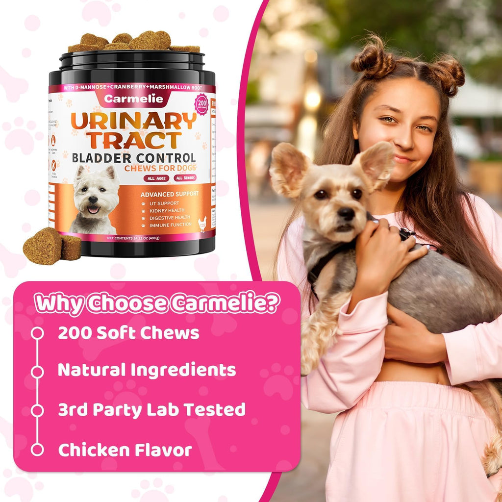 Cranberry for Dogs, Dog Urinary Tract & Bladder Support + D-Mannose, 200ct