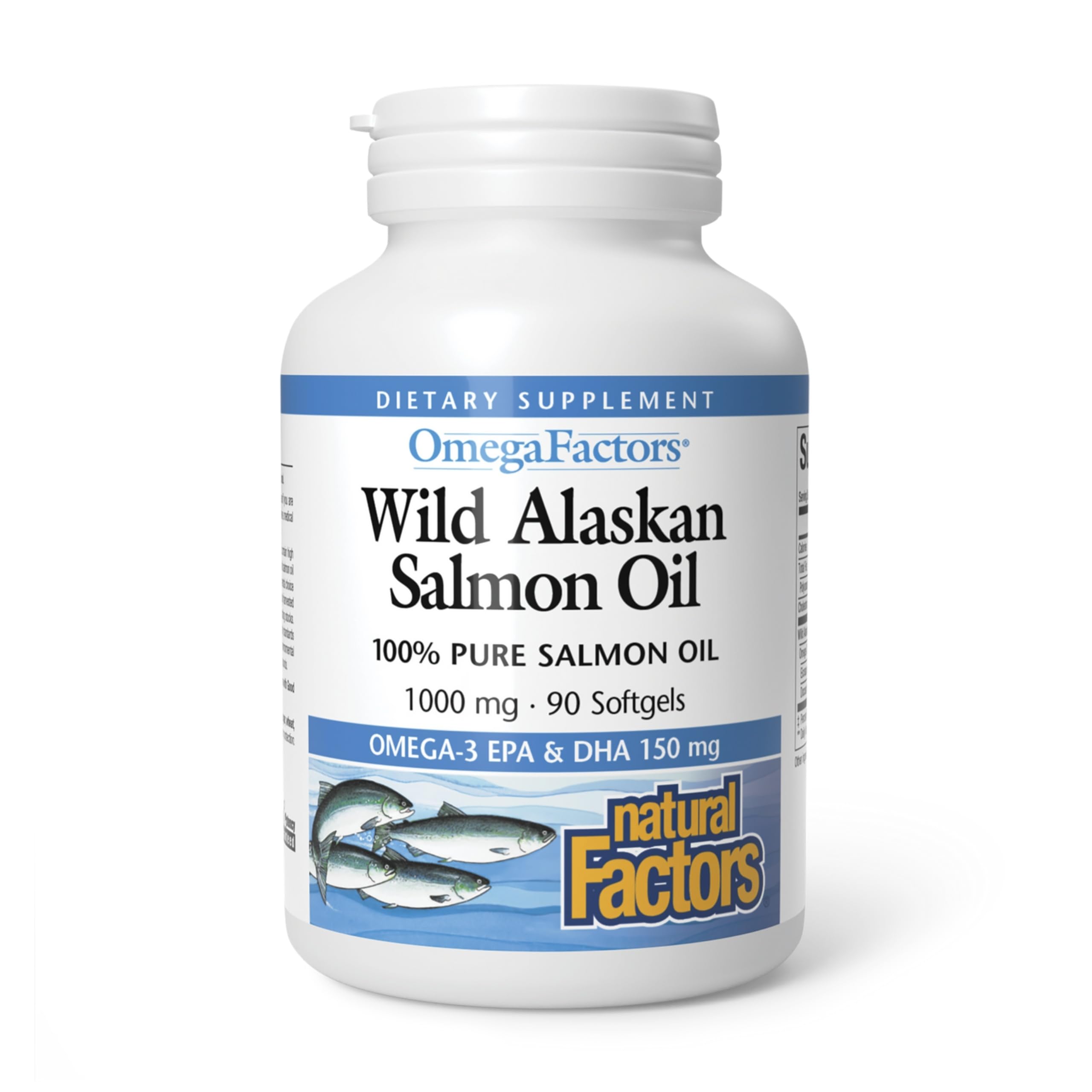 Natural Factors Wild Alaskan Salmon Oil Provides Omega-3, EPA, DHA & Vitamin D, Supports Brain & Heart Health, 180 Softgels