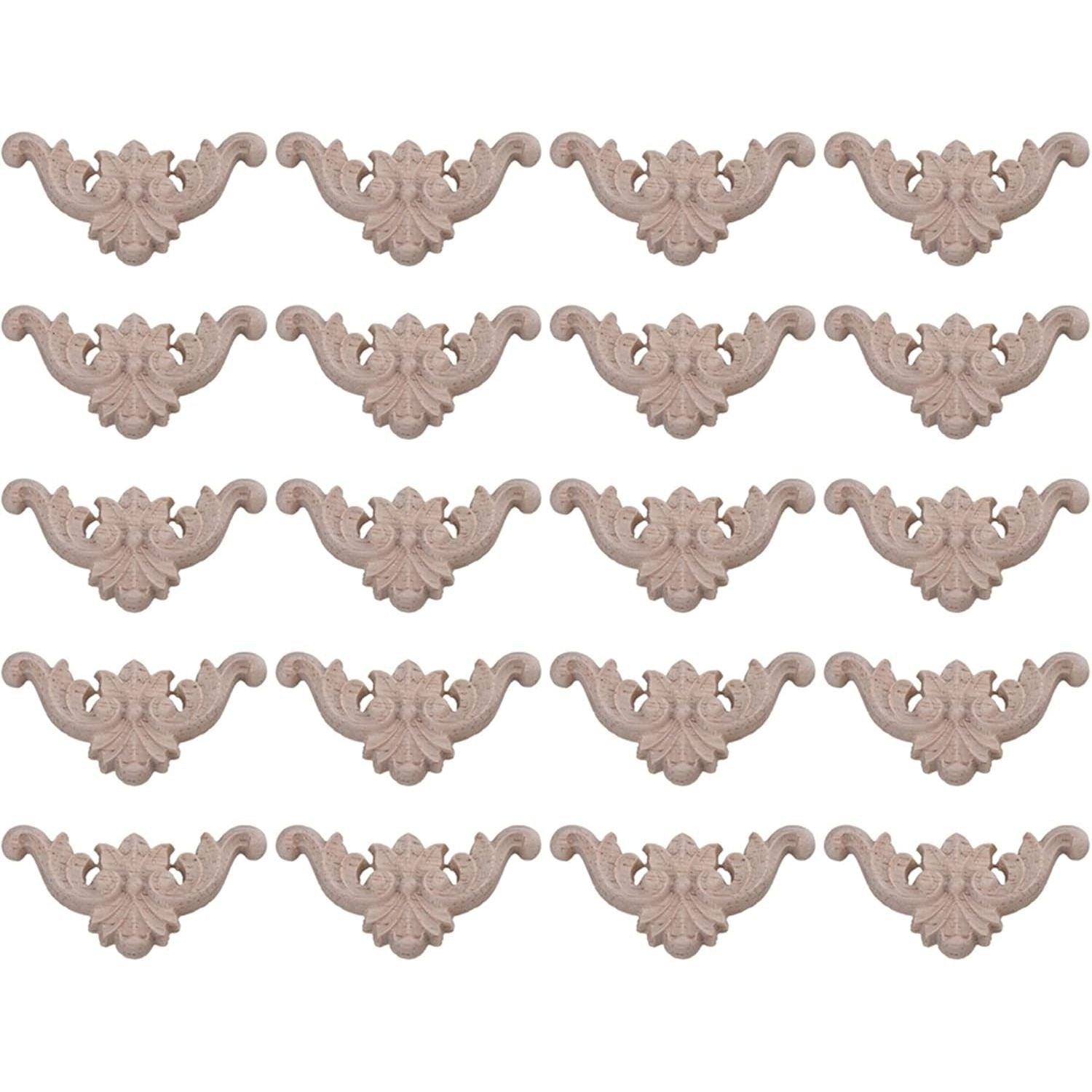 Buy now Mxfans Type C-15 Wood Carved Decal Corner Onlay Applique Flower 40x40mm Pack of 20 Default at indiglob india