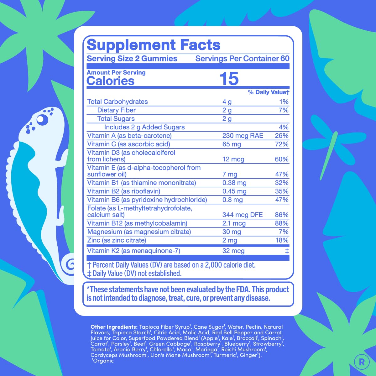 FIRST DAY Vitamins for Teens - Teen Multi Vitamins for Girls & Boys 12-17, Organic Fruit & Veggie Blend - 12 Key Nutrients: Vitamins A, B1, B2, B6, B9, B12, C, D3, E, K2-60 Day Supply