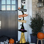 Lighted Halloween Wooden Witch Broom for Indoor Outdoor Decorations