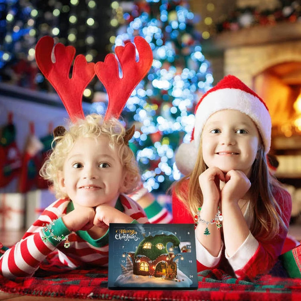 Buy now Christmas Advent Calendar Bracelets 2025 for Girls 24 Days Xmas Countdown Calendar DIY Jewelry Making Kit Gift 22 Charm Beads 2 Bracelets for Kids Teens Women at indiglob india