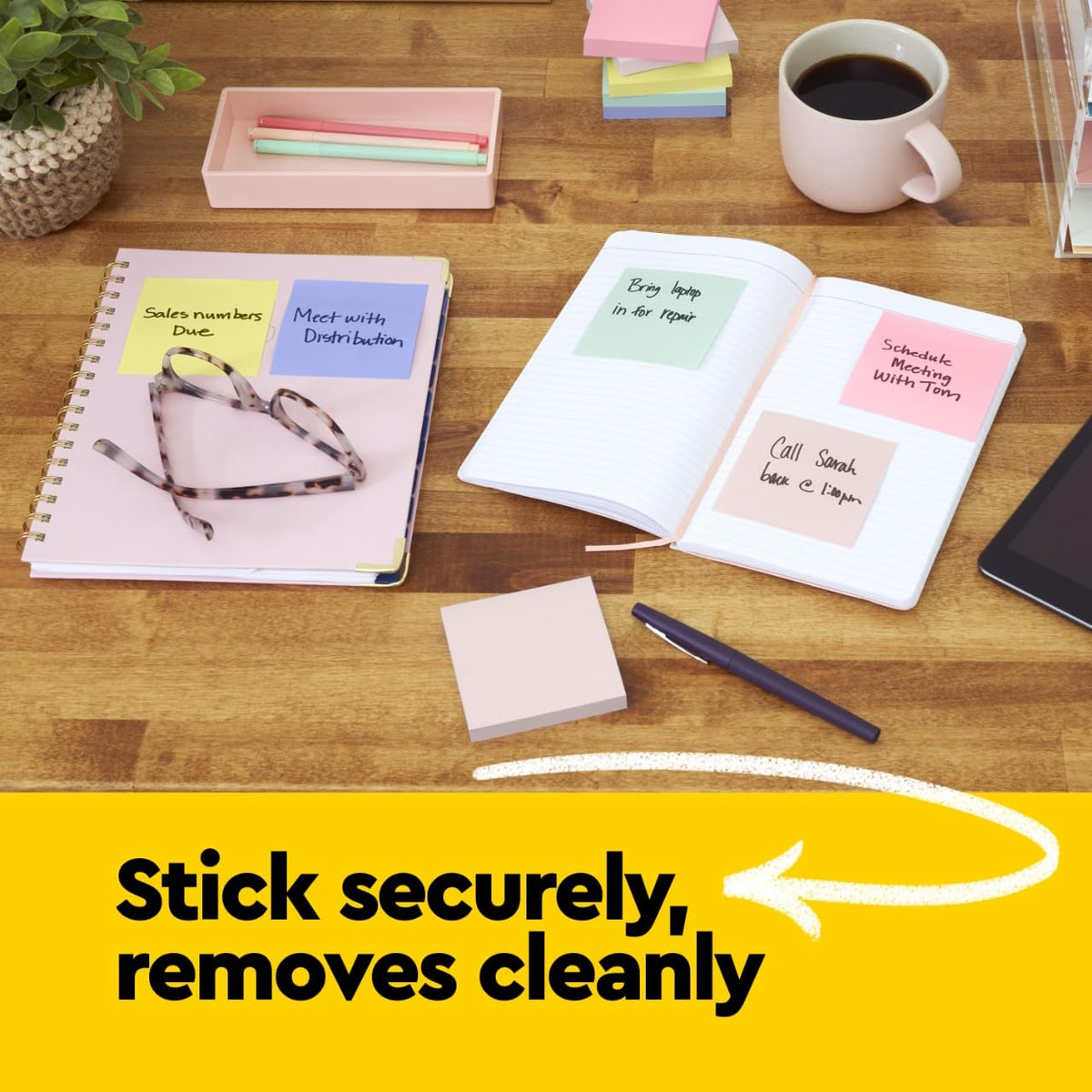Post-it Notes, 1 /3/8 x 1 7/8 in, 12 Sticky Notes Pads, 100 Sheets per Pad, Canary Yellow, The Original Post-it Note, School Supplies and Oﬃce Products