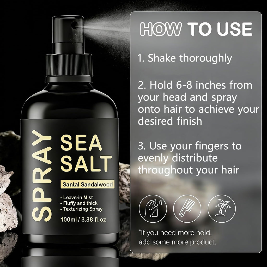 Sea Salt Spray for Men Volumizes & Texturizes & Lifts Keratin Sea Salt Spray for Hair Natural Curls and Waves Hair Light & Non-Greasy 3.38 fl oz