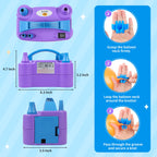 Balloon Pump Electric Portable Dual Nozzle Air Pump for Balloons Blower Pump Inflator for Decoration, Birthday Party [110V~120V, 600W, Purple]
