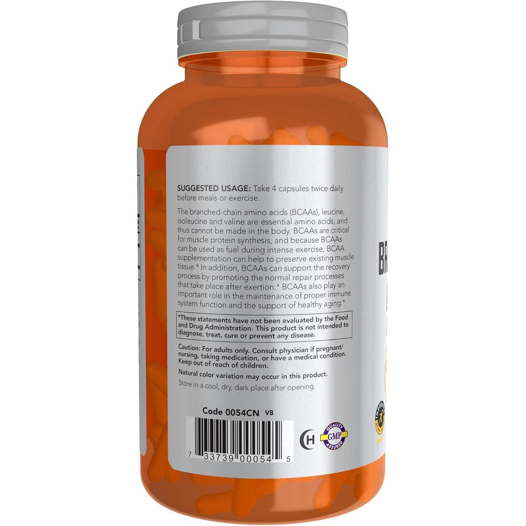Buy now NOW Foods Sports Nutrition, Branched Chain Amino Acids, With Leucine, Isoleucine and Valine, 240 Veg Capsules at indiglob india