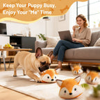 Interactive Fox Puppy Toy for Boredom Relief - Automatic Self-Moving, Bouncing & Vibrating with Sound for Entertainment & Play | Rechargeable & Chew-Resistant for All Breed Sizes