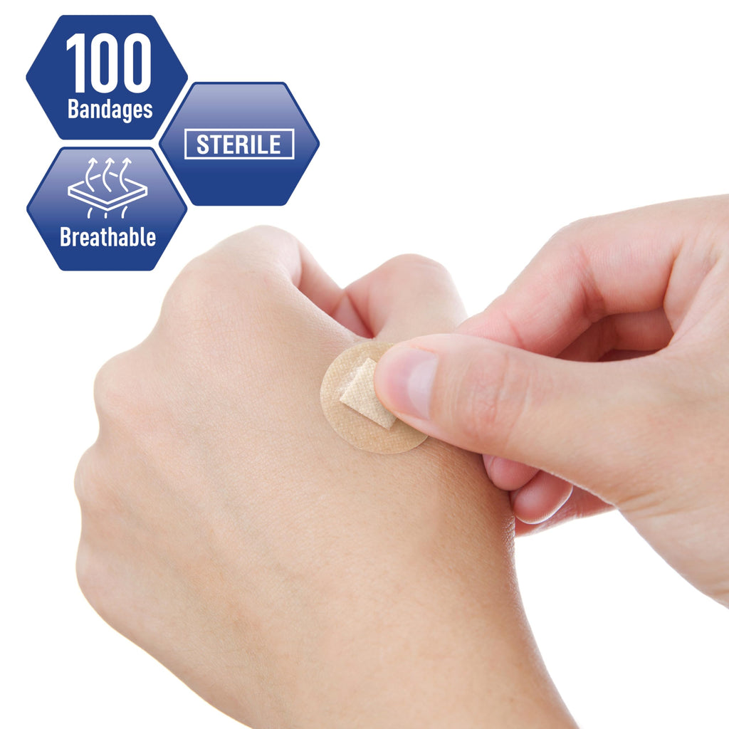 MED PRIDE Sterile Round Clear Spot Bandages,Hypoallergenic,7/8 in,100-Count