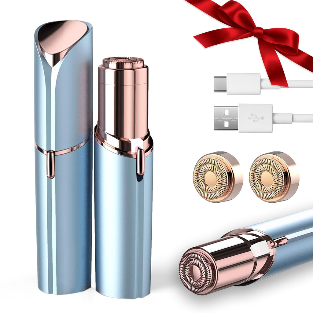 innobeaut Painless Electric Facial Hair Remover for Women, USB Rechargeable | LED reveals fine hairs, Portable face shaver for upper/lip/chin/peach fuzz, Facial hair removal for women,Blue Device only