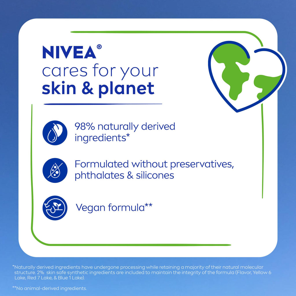 Buy now NIVEA Lip Care, Fruity Tinted Lip Balm Variety Pack, Cherry, Strawberry, Blackberry and Watermelon Flavors, 3-in-1 Moisture, Repair and Color, 0.17 Oz Stick, Pack of 4 at indiglob india