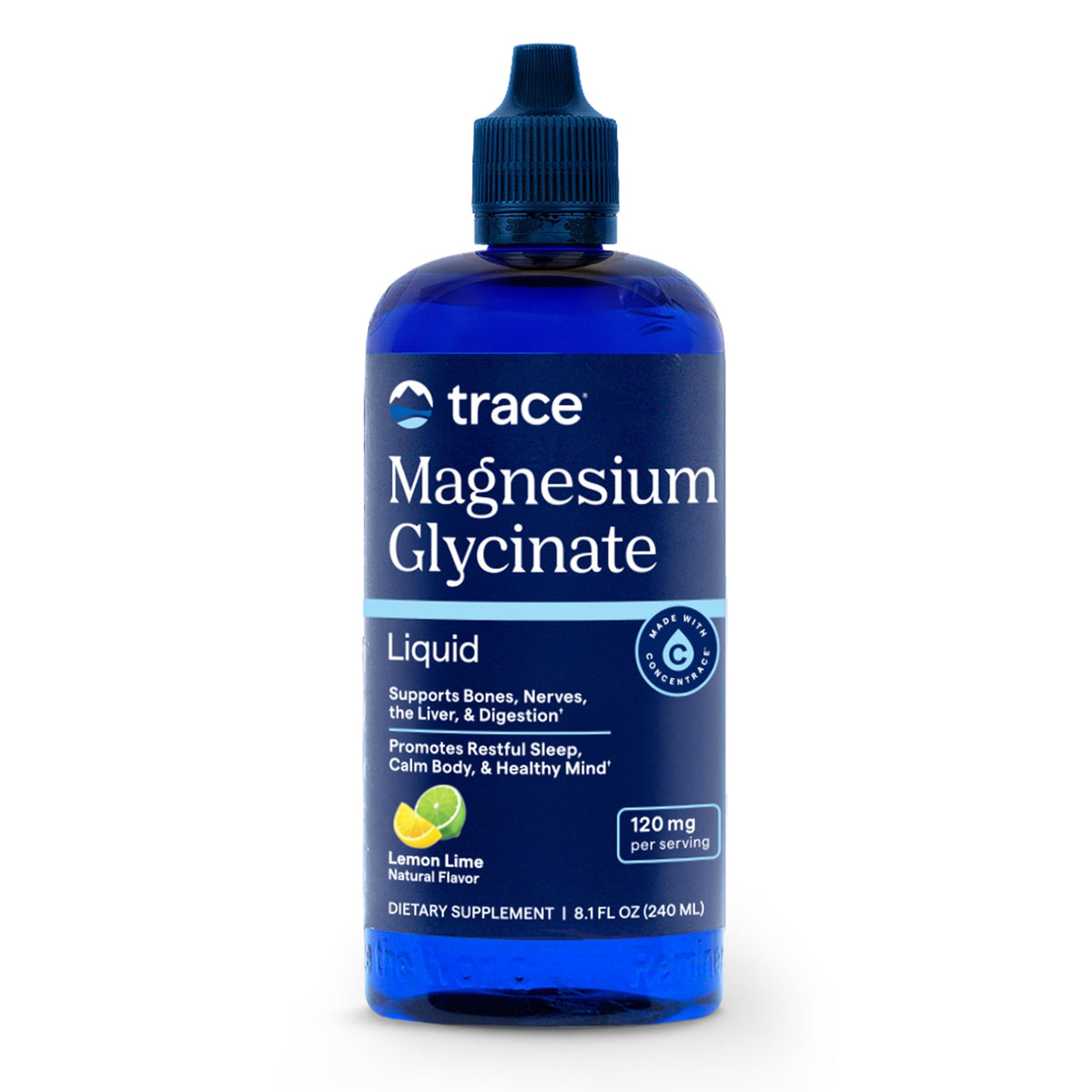 Trace Minerals Magnesium Glycinate Liquid Supplement, Lemon Lime, 8 fl oz