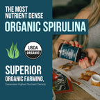 Organic Spirulina Tablets (360 Tablets) - Made with Parry® Spirulina, The Best Spirulina in the World, Highest Nutrient Density - Non-Irradiated, 3 Organic Certifications (90 Servings)
