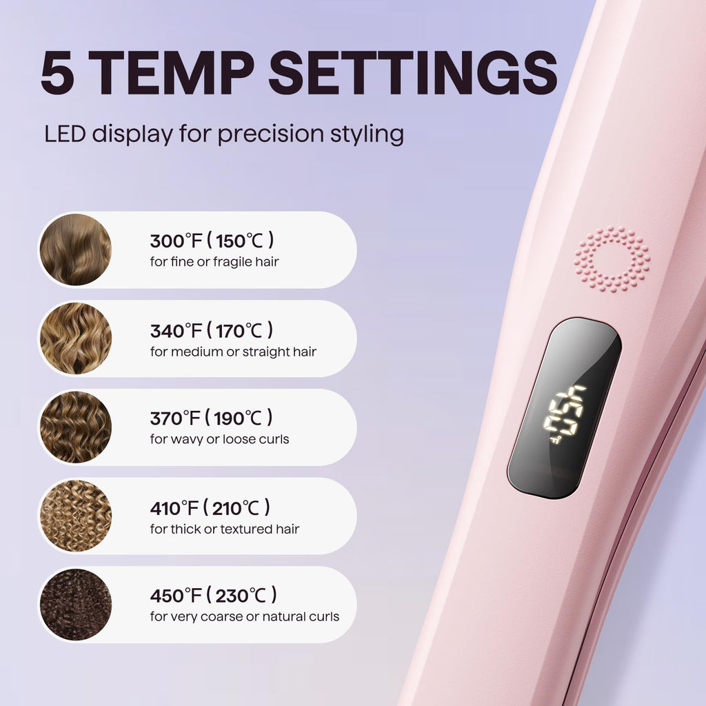Wavytalk Steam Hair Straightener Steam Sesh for Less Heat Damage, Flat Iron | Detachable Comb, Steam Nourishes, Speeds Straightening, Fights Humidity & Frizz, Nano Titanium 1.38'' Plate, 5 Heat, Pink