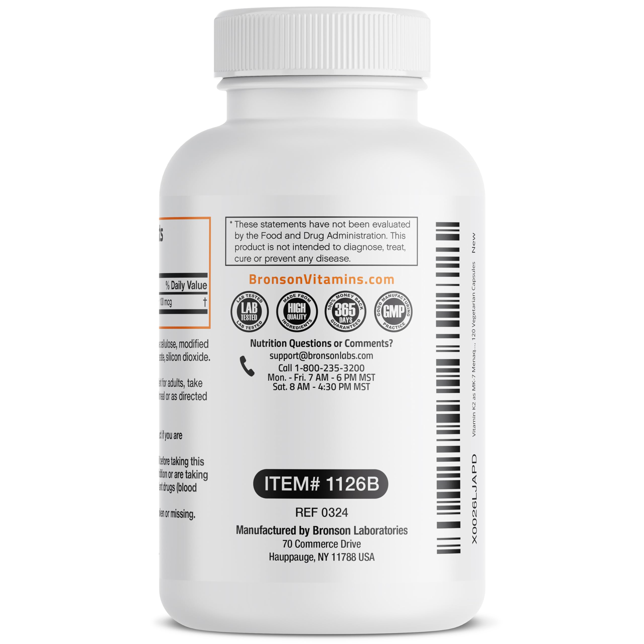 Bronson Vitamin K2 as MK-7 Menaquinone 100 mcg Non-GMO, 120 Capsules