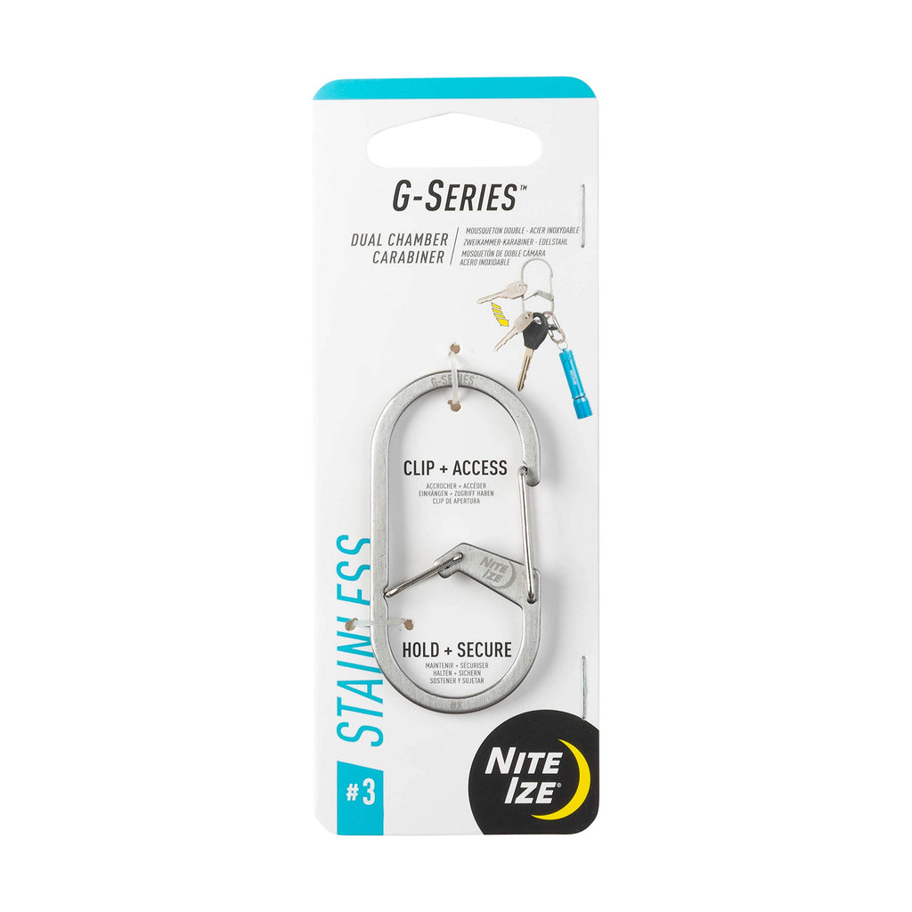 Nite IZE GS3-11-R6 G-Series Dual Chamber Carabiner, Size #3 1-Pack, Stainless Steel