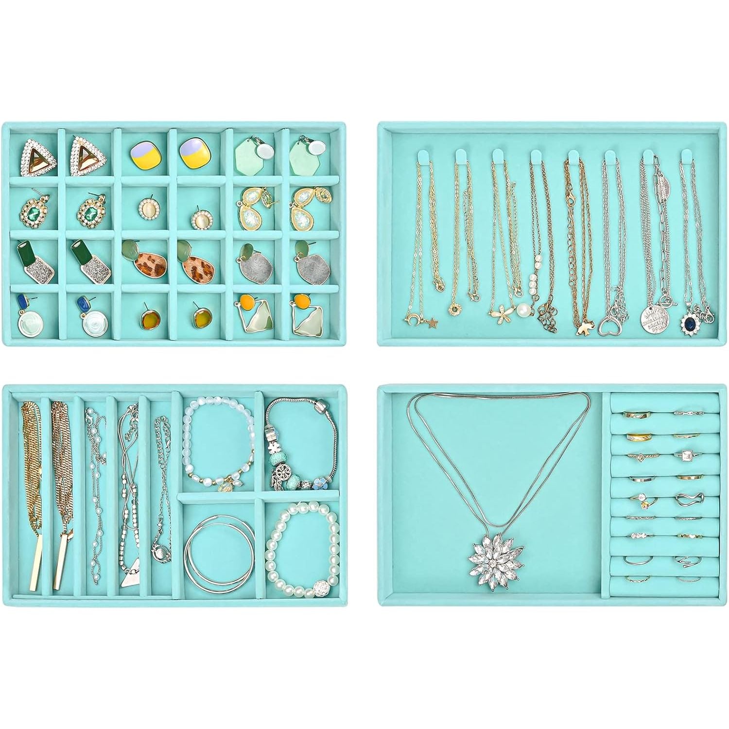 Buy now ProCase Stackable Jewelry Organizer Trays for Drawers, Jewelry Drawer Inserts Container Display Case Storage for Earring Necklace Rings Bracelet with Removable Dividers -Grey, 4 Layers 4 Layers Blue at indiglob india