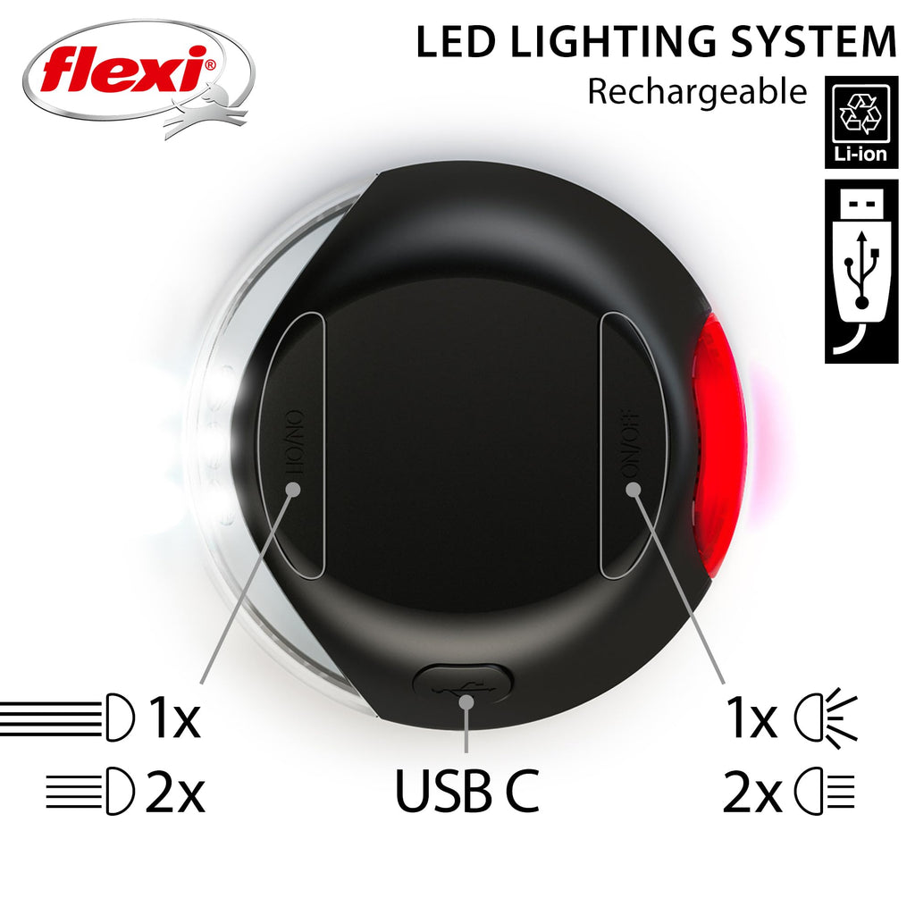 FLEXI® LED Lighting Attachment for Retractable Leashes, Splashproof, Black