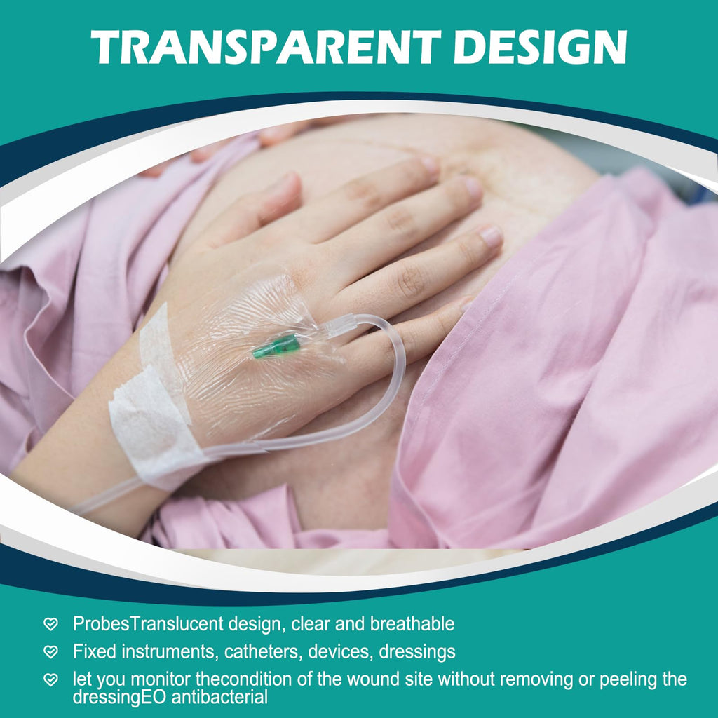 Transparent Film Dressing 6'' x 8'' Box of 12, Waterproof Bandages
