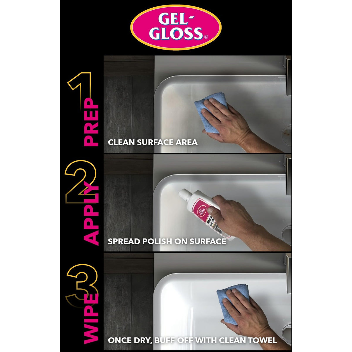Gel-Gloss Home Kitchen & Bath Polish - Carnauba Wax Formulation, 16 oz.