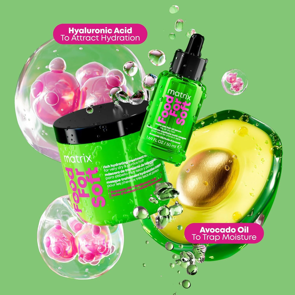 MATRIX Food For Soft Rich Hydrating Treatment Mask - For Dry & Brittle Hair, Adds Shine & Softness, With Avocado Oil & Hyaluronic Acid, Replenishes Moisture