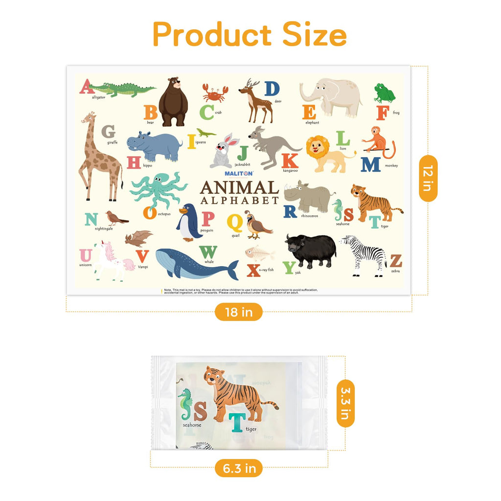 Disposable Placemats for Baby & Toddlers - Stick-On Table Mats for Restaurants, Travel With 4 Designs - Kids' Placemats (Individual Package)