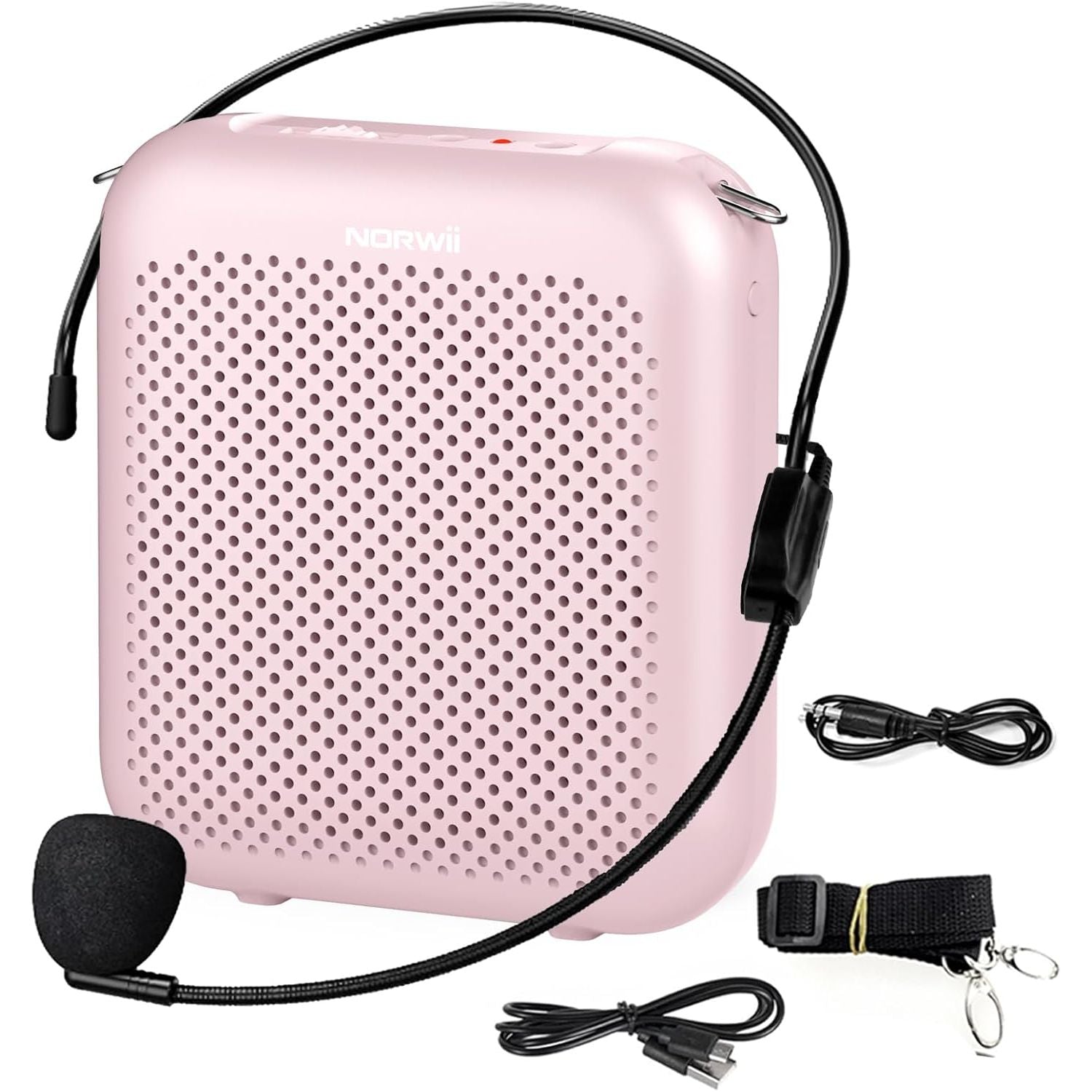 Buy now Norwii Bluetooth Voice Amplifier, Power Amplifiers, Portable Mini Wired Microphone Headset for Teacher Classroom & Outdoor Lectures, Teaching, Tour Guides, USB-C Rechargeable - 2000mAh, Black Pink - 2000 mAh at indiglob india