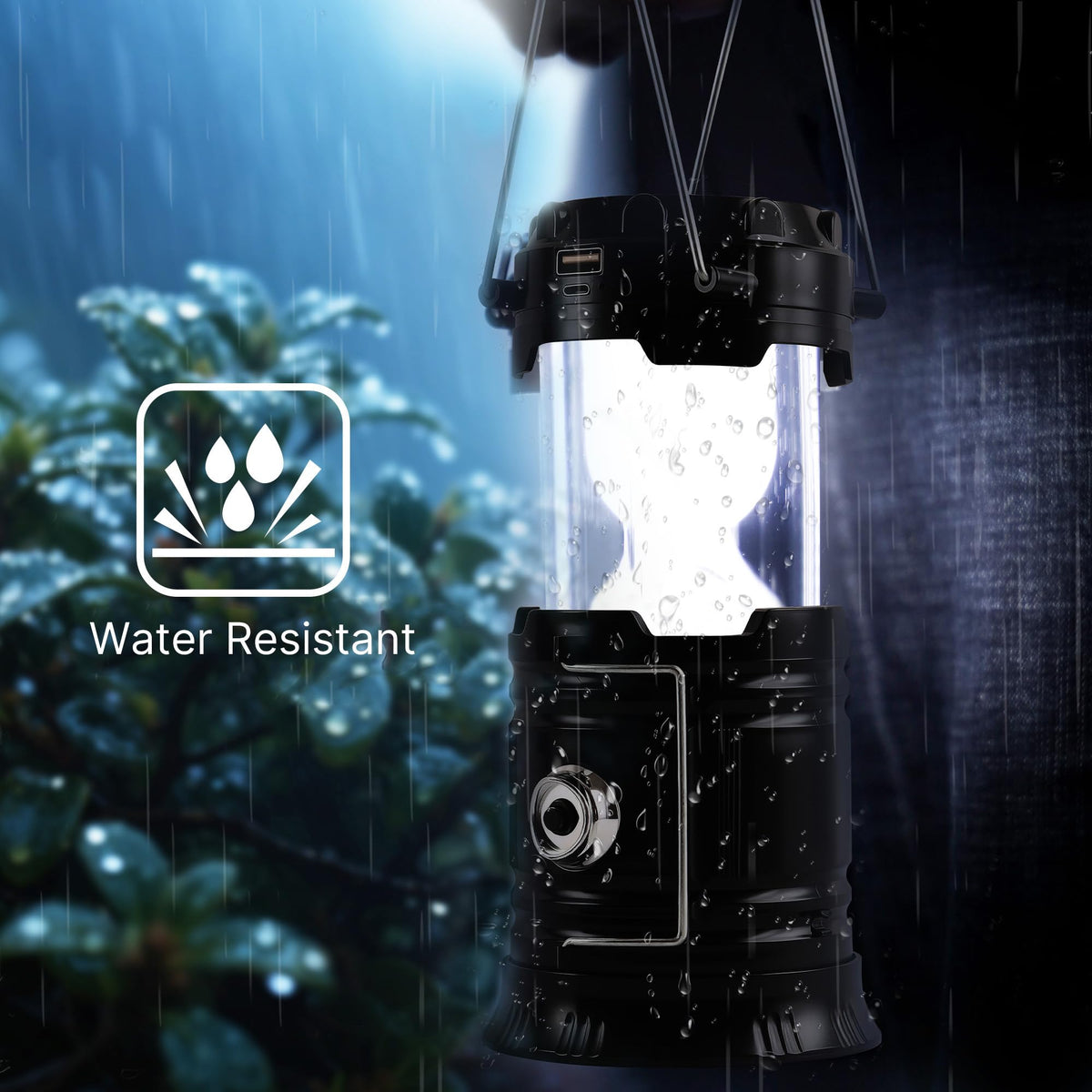 Lichamp Collapsible Portable Solar Camping Lantern, USB Rechargeable LED Flashlight - Survival Kits for Power Outages Hurricane Supplies Emergency, Indoor & Outdoor, 4-Pack