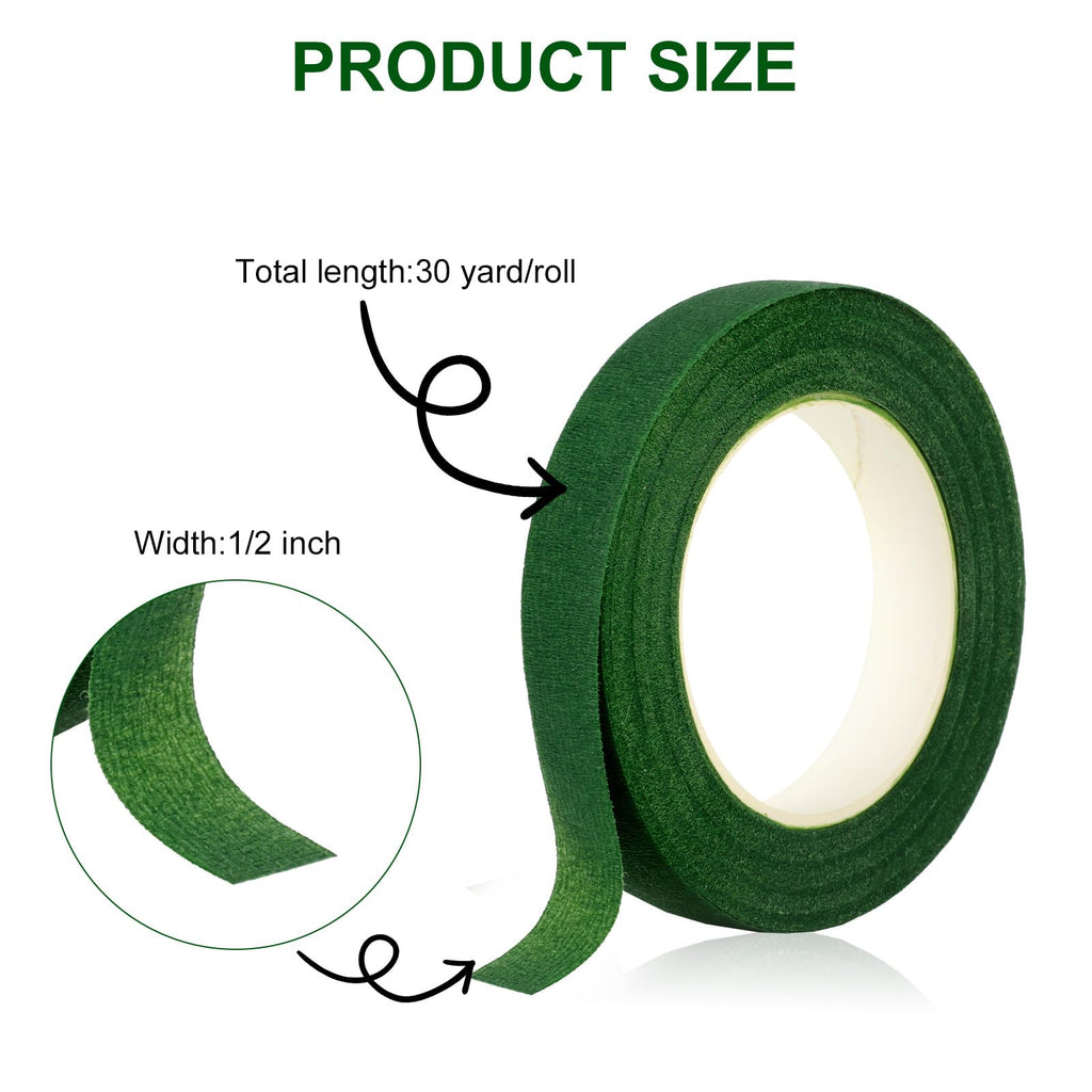 8 Rolls Floral Tape 1/2inch Flower Tape, Green Floral Tape | 30 Yards Florist Tape for Bouquet Stem Wrapping, Floral Crafts, Wedding Bouquet and Fresh Flowers