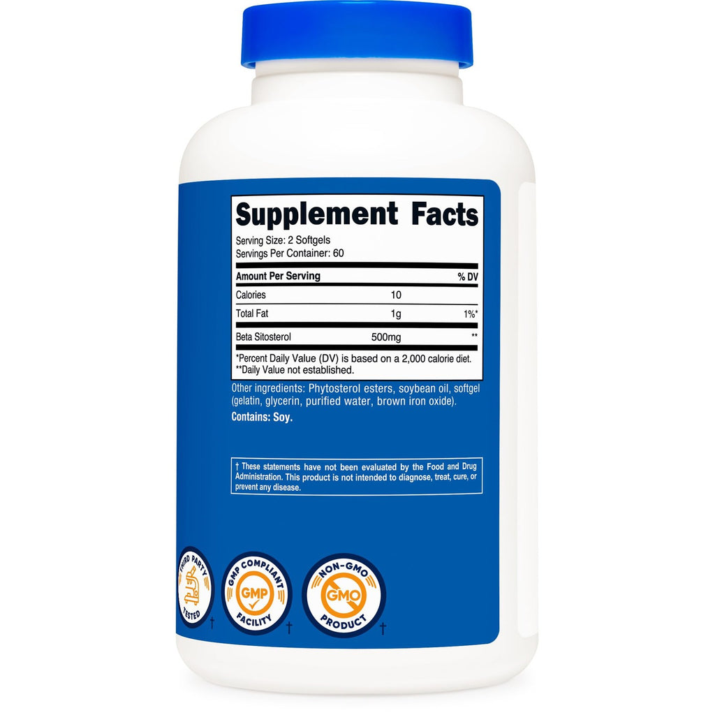 Nutricost Beta Sitosterol 120 Softgels, 500mg, 60 Servings, Gluten-Free
