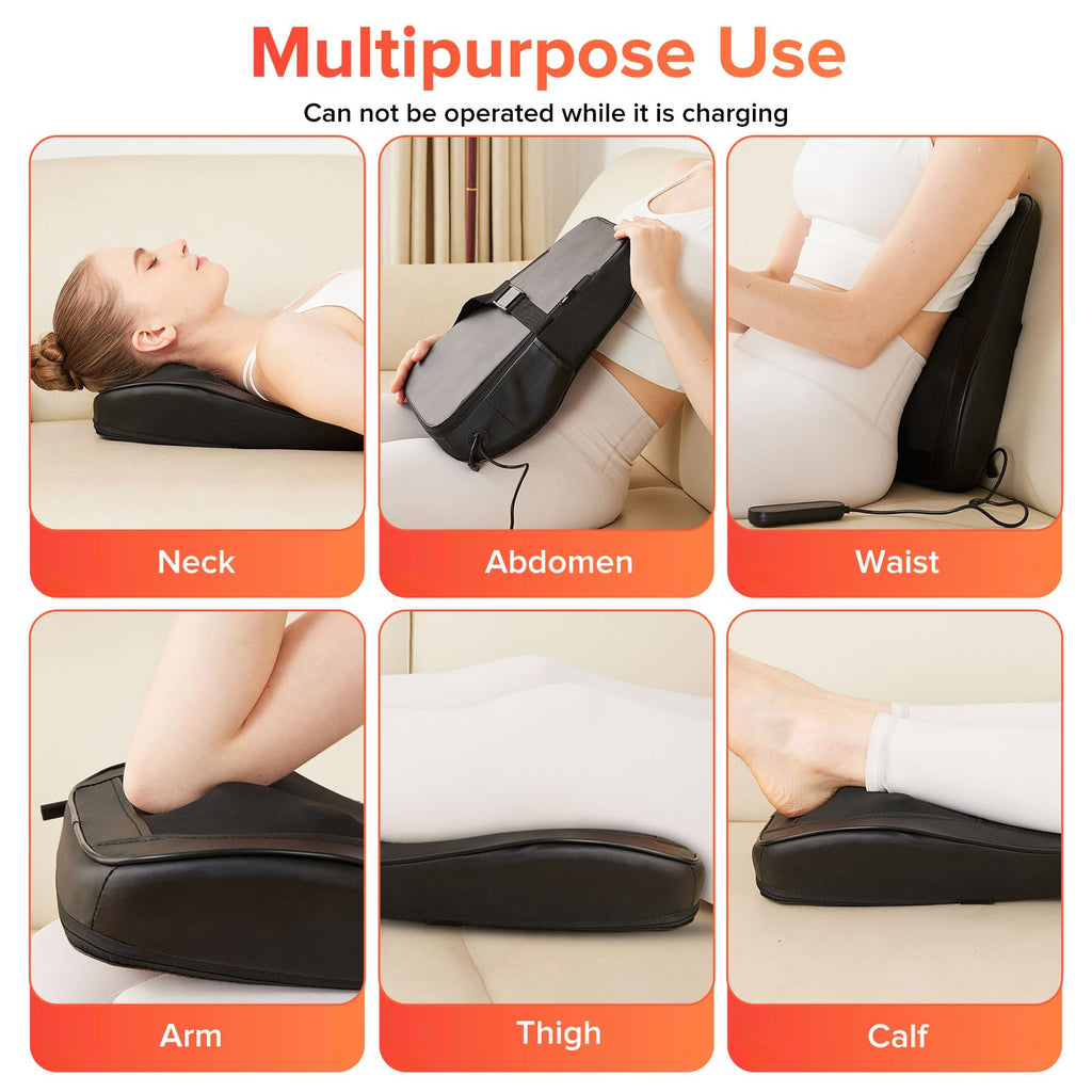 AERLANG Cordless Neck and Back Massager with Heat, 3D Shiatsu Kneading Pillow, 4 Massage Nodes & Bi-Directional Deep Tissue Massage for Neck/Shoulders/Back, Ideal Gift for Women & Men