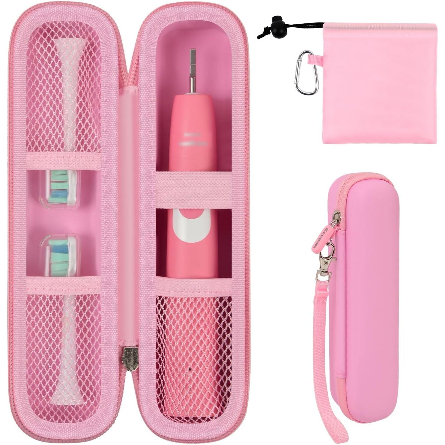 Buy now Toothbrush Travel Case Compatible with Oral-B Pro 1000, 2000, 3000, 3500, 1500/ for Philips Sonicare ProtectiveClean 4100 5100 Electric Toothbrush with Mesh Pocket for Accessories - Black (Bag Only) Compact Size Pink at indiglob india