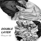 Buy now Silk Bonnets for Women,Double Layer Extra Large Satin Sleeping Cap with Elastic,Satin Bonnet for Curly Hair,Satin Cap for Natural Hair, Women Girl(Black) at indiglob india