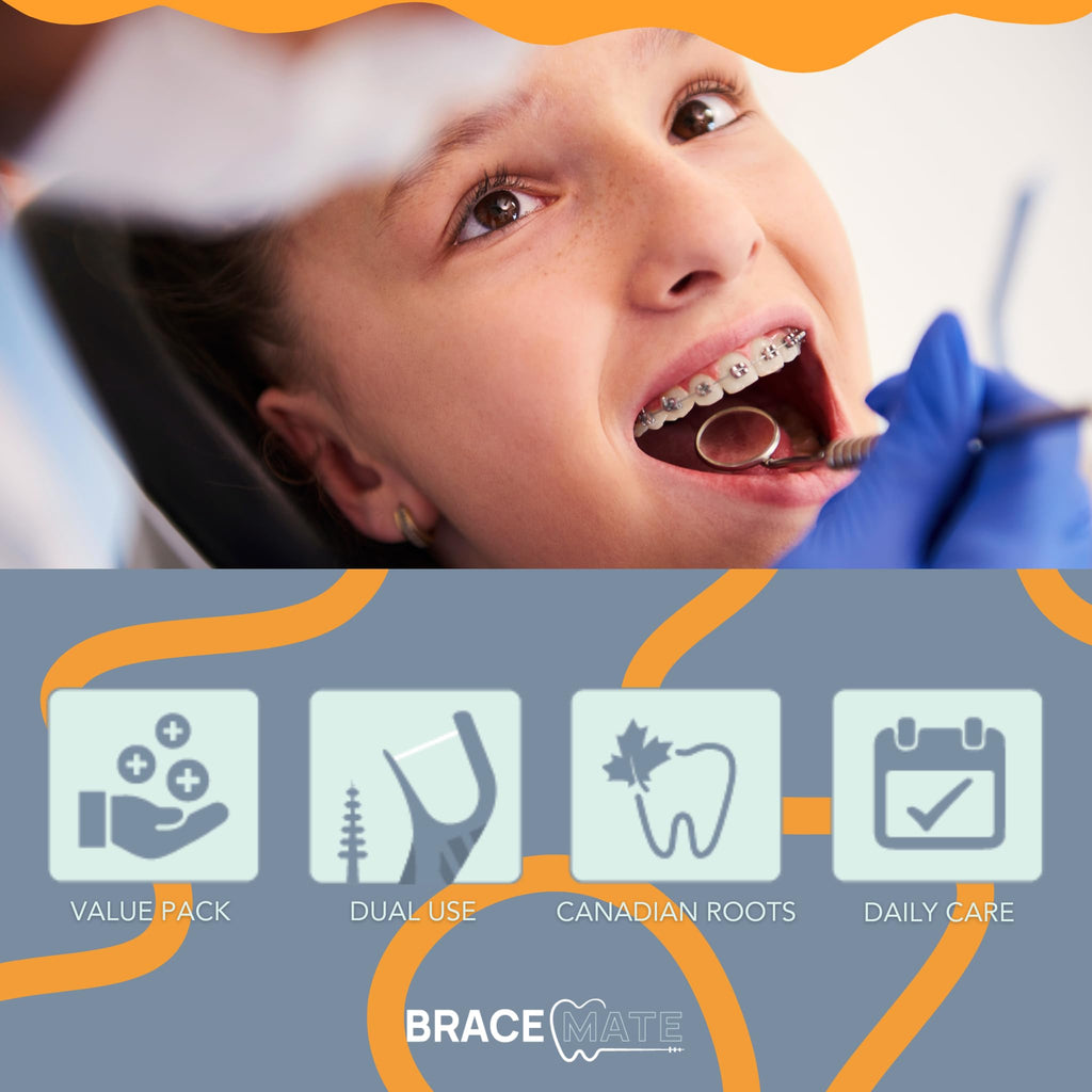 Floss Picks for Braces, 200 Count – Flossers with Slim Threader & Bracket Brush – Easy Daily Oral Care for Braces