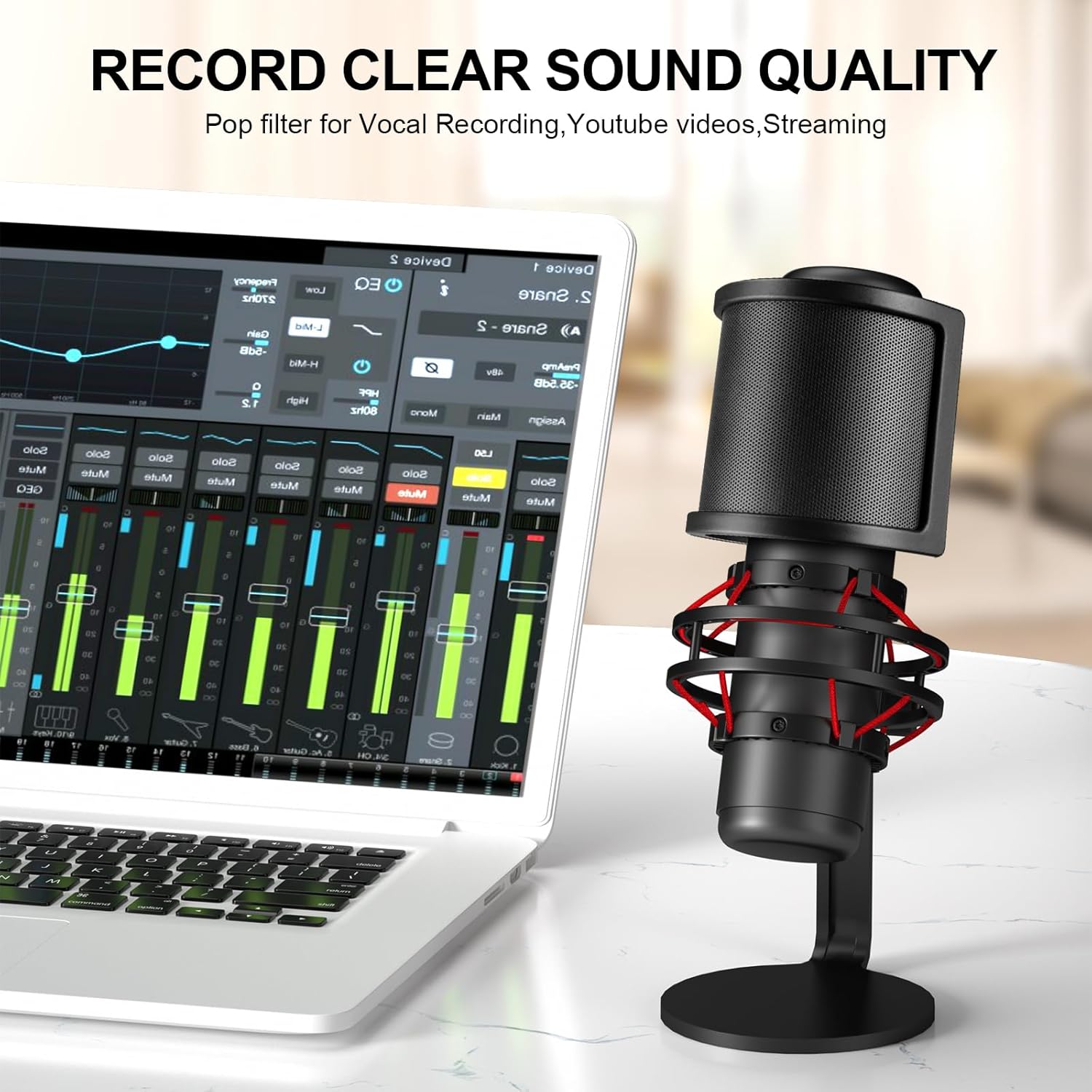 Buy now Aokeo Pop Filter, [Upgraded Three Layers] Metal Mesh & Foam & Etamine Layer Microphone Windscreen Cover Handheld Mic Shield Mask,Microphone Accessories for Vocal Recording,YouTube Videos,Streaming at indiglob india