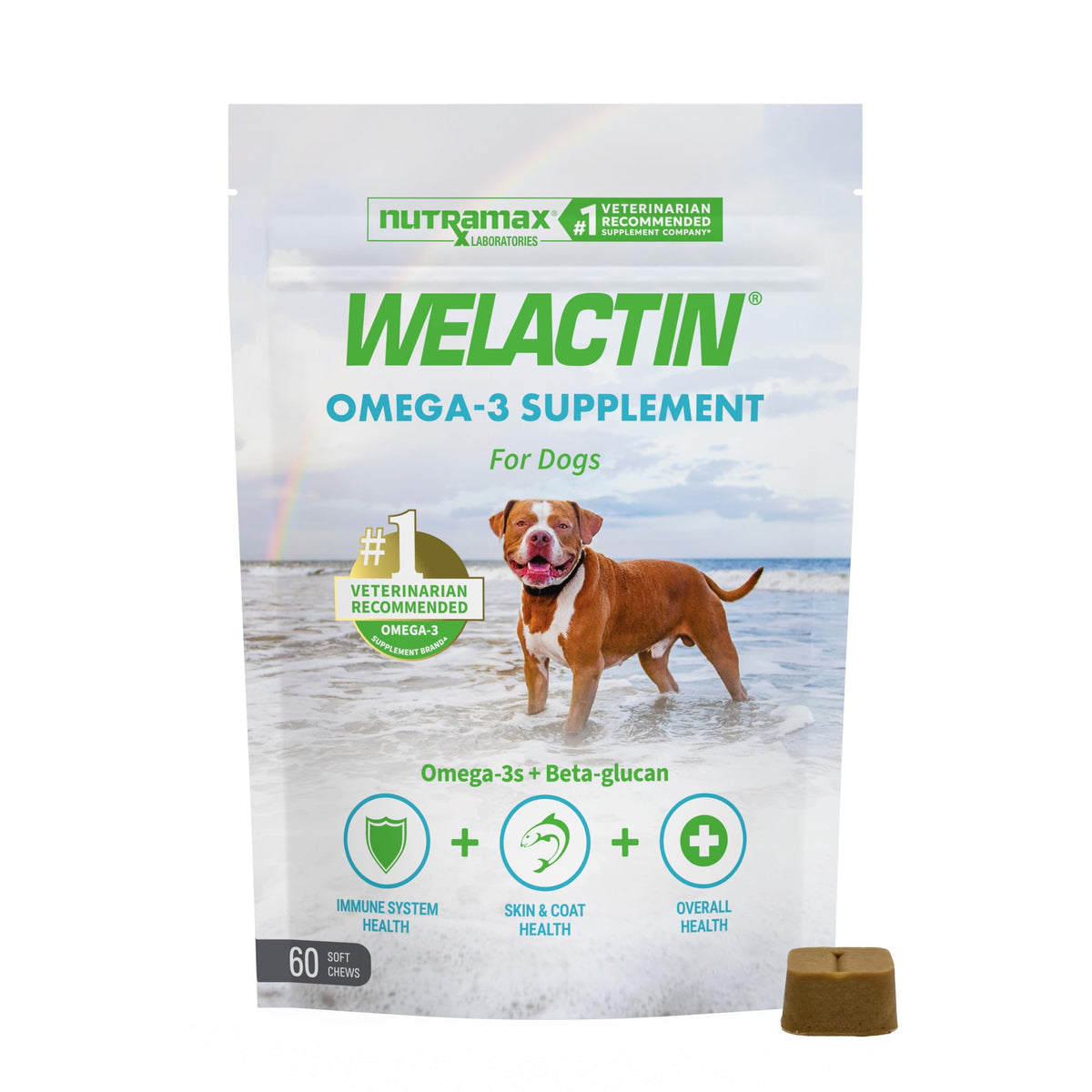 Nutramax Welactin Omega-3 Fish Oil Supplement for Dogs, Soft Chews, 60ct