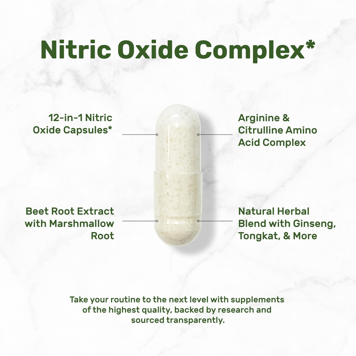Nitric Oxide Supplement 3,000mg, 300 Capsules | 12-in-1 Complex for Men & Women – Arginine, Citrulline, Korean Red Ginseng, Tongkat Ali, Maca Root, & Marshmallow Blend*