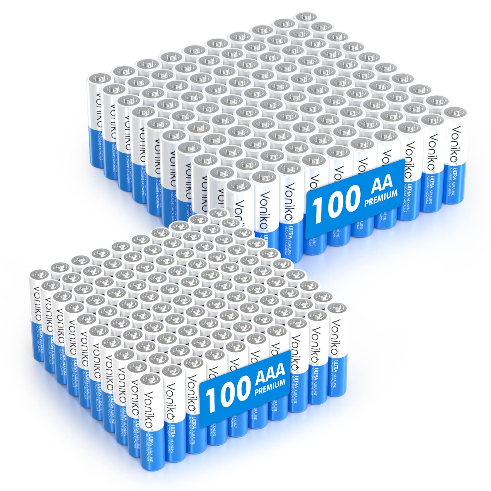 Buy now Voniko Ultra AAA Batteries 24 Pack - Alkaline Triple A Battery, Ultra Long-Lasting for All Your Devices, 10-Year Shelf Life, Leak-Proof & Mercury-Free 200 Count (Pack of 1) AA VS AAA at indiglob india