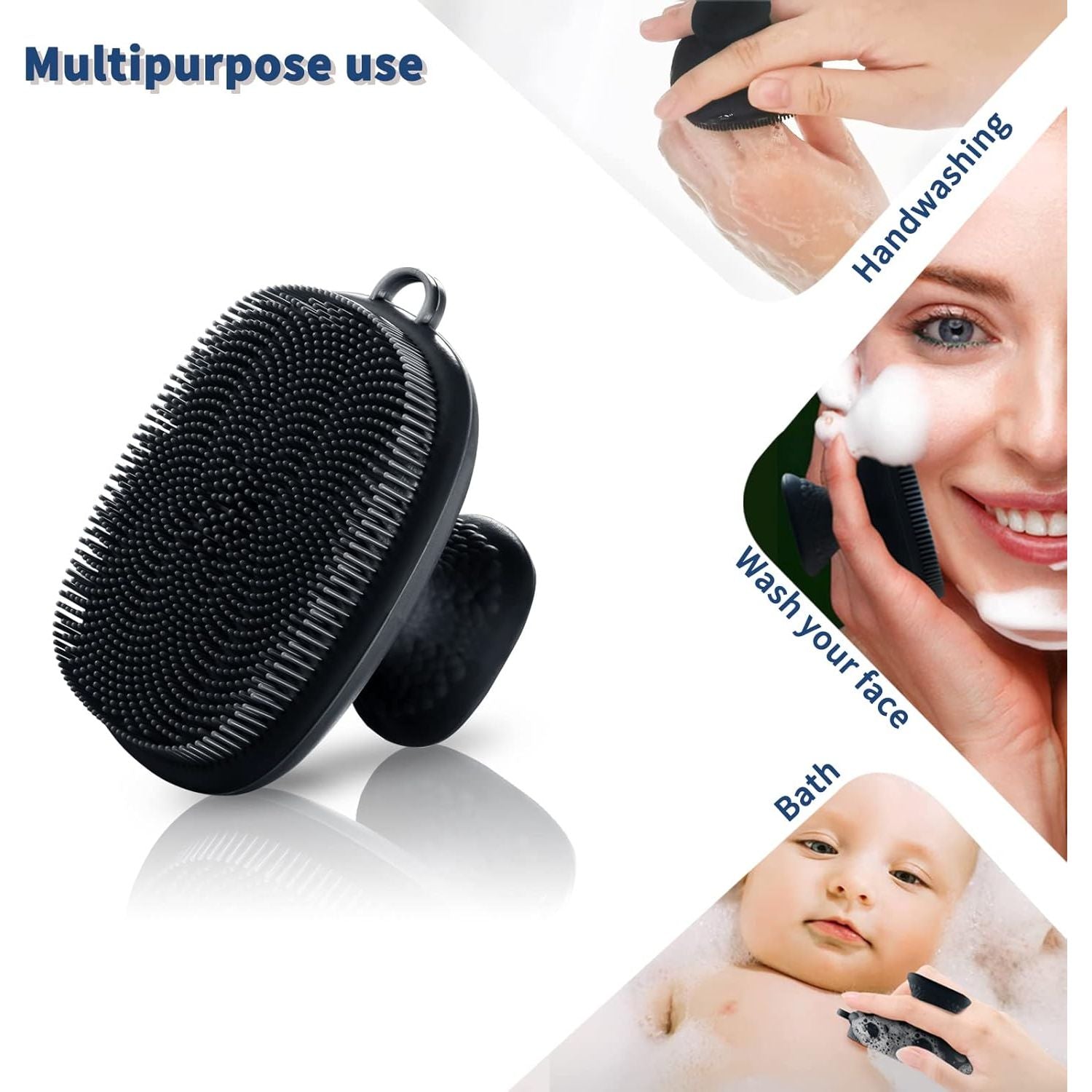 Buy now VWMYQ Face Scrubber, Silicone Face Scrubber for Men Facial Cleansing Brush Silicone Face Wash Brush Manual Waterproof Cleansing Skin Care Face Brushes for Exfoliating- Black at indiglob india
