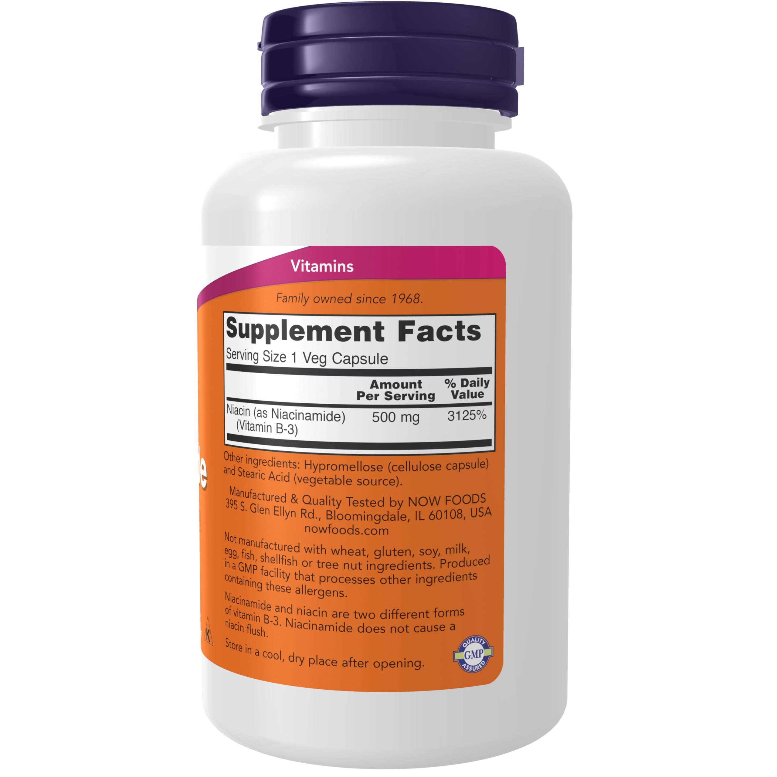 Buy now NOW Foods Supplements, Niacinamide (Vitamin B-3) 500 mg, Energy Production*, 100 Veg Capsules at indiglob india