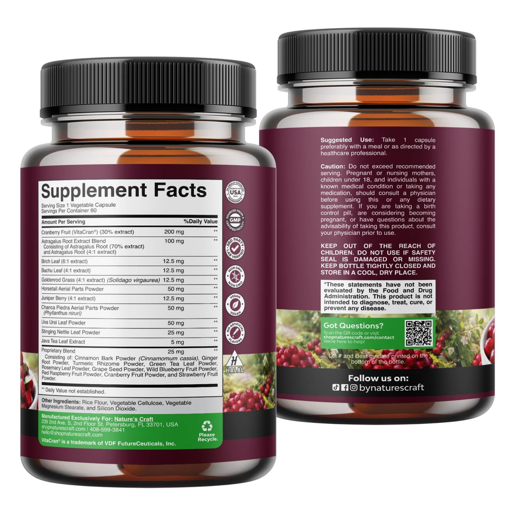 Advanced Kidney Cleanse Support - Cranberry Extract Capsules - 60 Count | Kidney Support Supplement - Uva Ursi, Stinging Nettle Leaf & Astragalus for Kidney Health - Urinary Tract Health Support