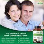 Zazzee USDA Organic Black Cohosh 10:1 Extract, 120 Vegan Capsules | 4 Month Supply, Actaea Racemosa, Women’s Health & Hormonal Balance Support, All-Natural, Non-GMO, Made in the USA