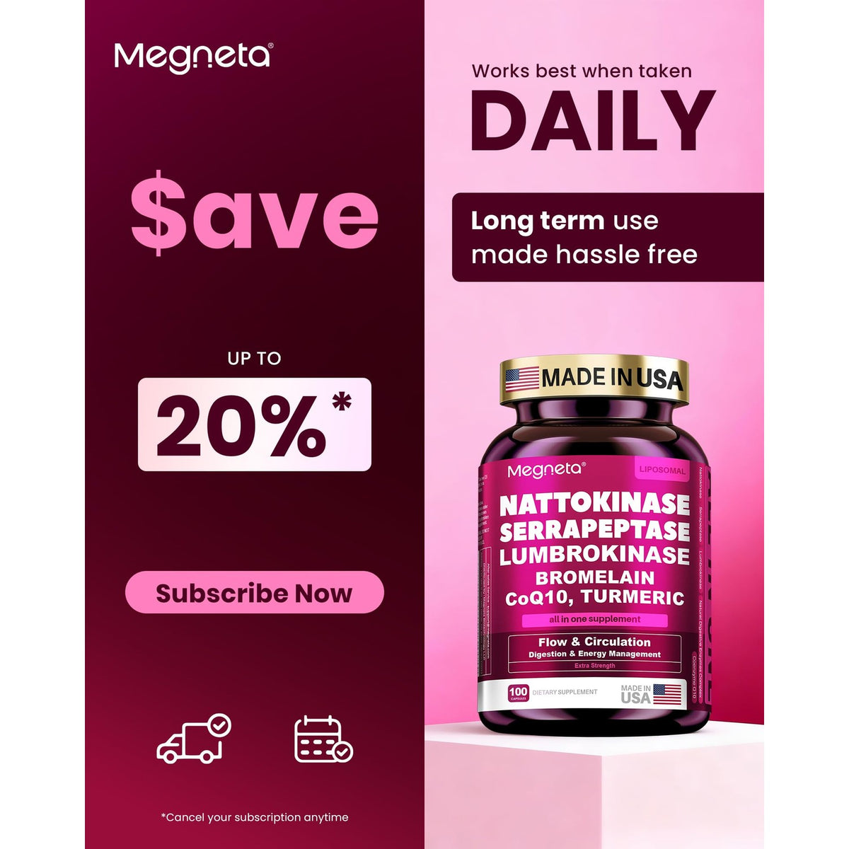 Max Strength Nattokinase 12,000 FU & Serrapeptase & Lumbrokinase