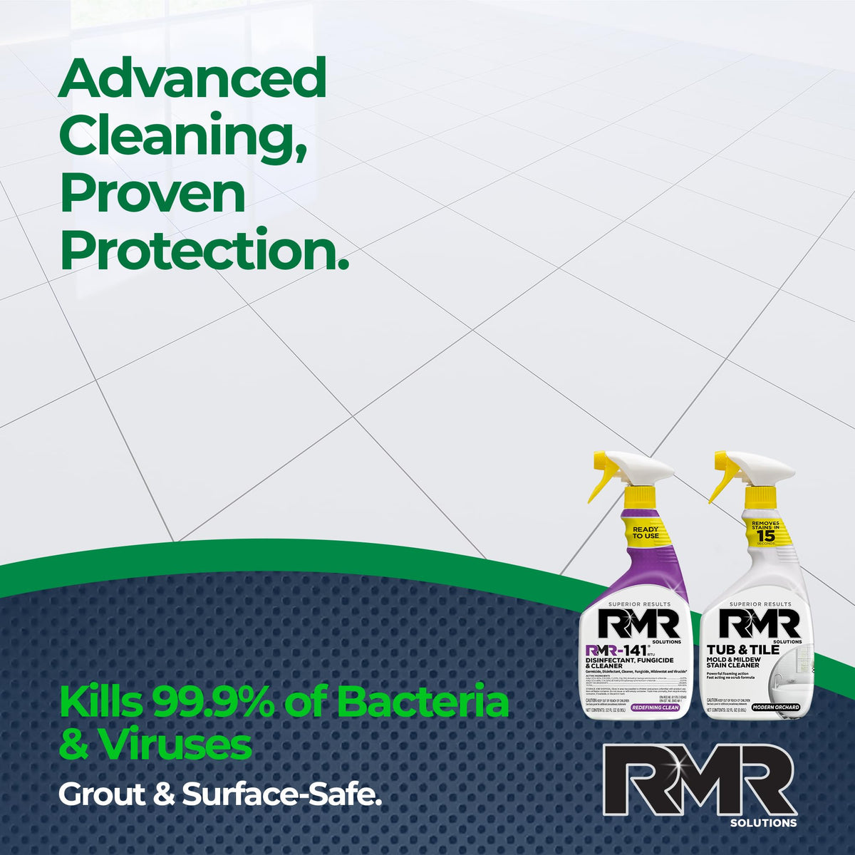 RMR Bathroom Mold Remover Bundle - RMR-141 EPA Registered Mold & Mildew Remover, 2-Step Bathroom Cleaning & Disinfecting System for Showers, Sinks, Tile, Grout, 2–32 Oz Bottles