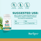 MARYRUTH'S NAC Supplement N-Acetyl Cysteine Capsules, Glutathione Precursor | Glutathione Precursor, Amino Acid, Cellular Health, Vegan, Non-GMO