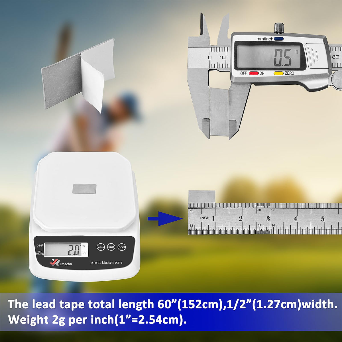 Golf Lead Tape 1/2" x 60", 2 Grams Per Inch High Density