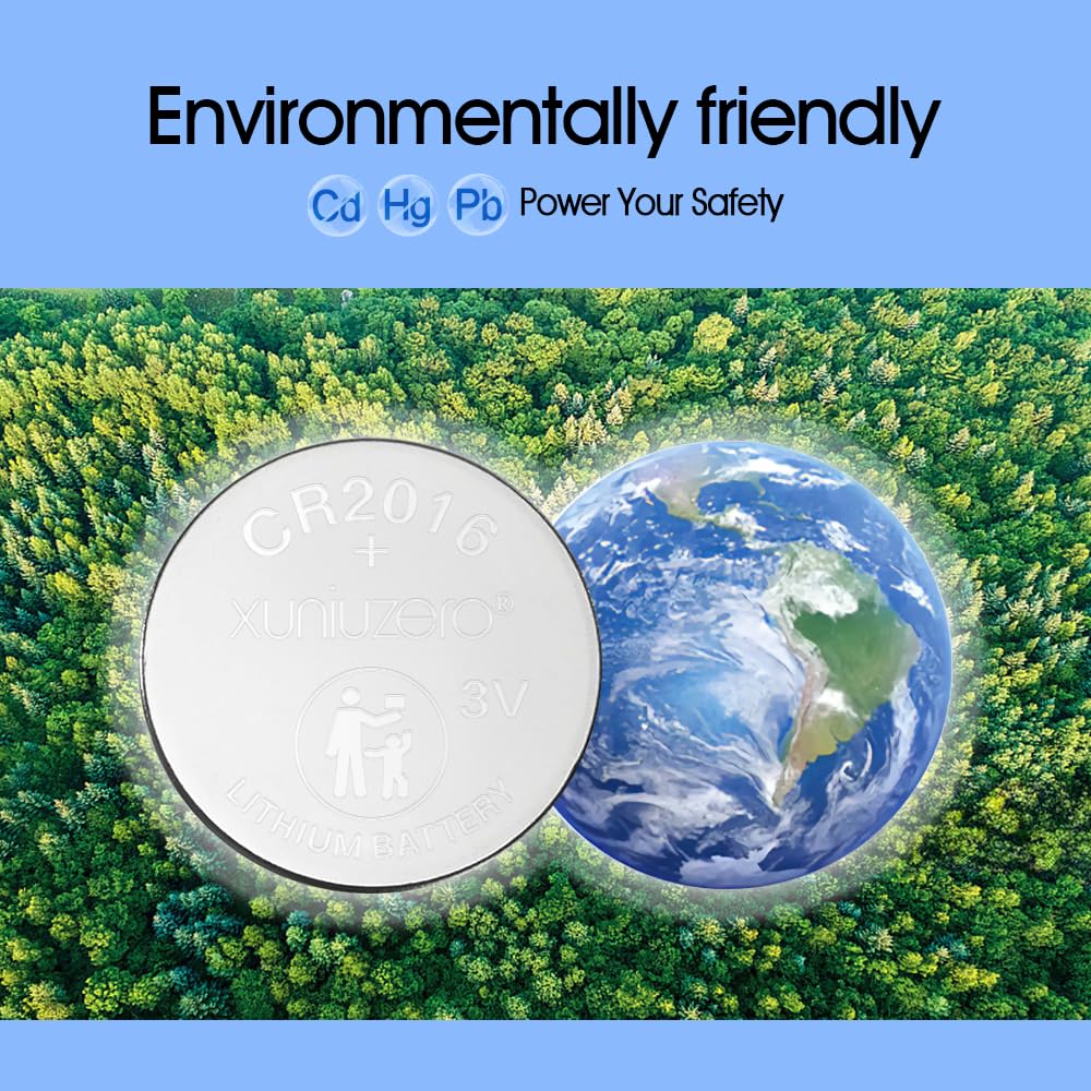 CR2016 3v Coin battery12 Pack for Child Safety, Compatible with Remotes, Key Fobs, Glucose Monitors - 7 Years Shelf Life