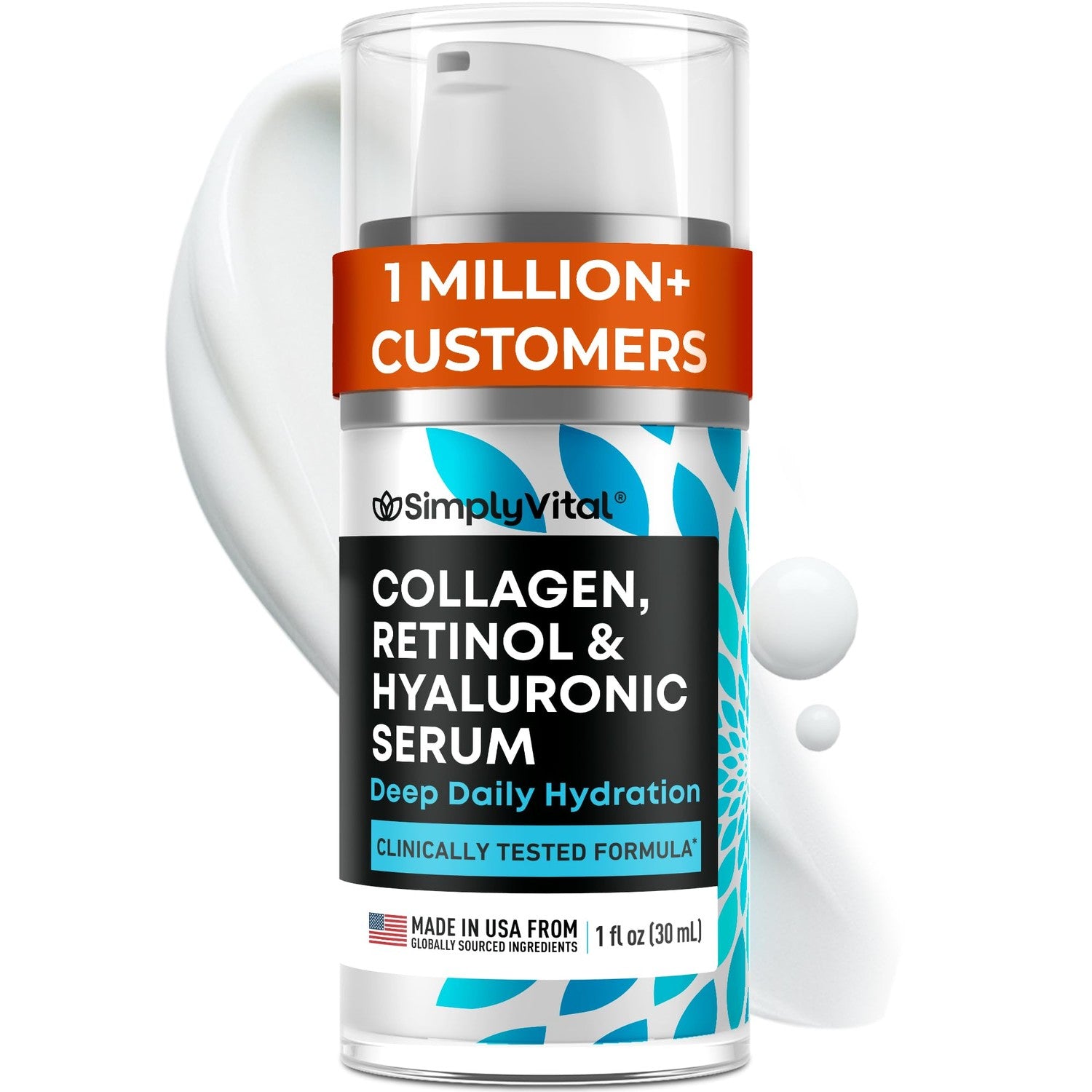SimplyVital Face Moisturizer Retinol Collagen Hyaluronic Acid Cream 1.7 oz | Anti-Aging, Moisturizer Face Cream for Women & Men, Visibly Firming, Hydrating Neck Care, Day & Night Skin Care, Silky Feel