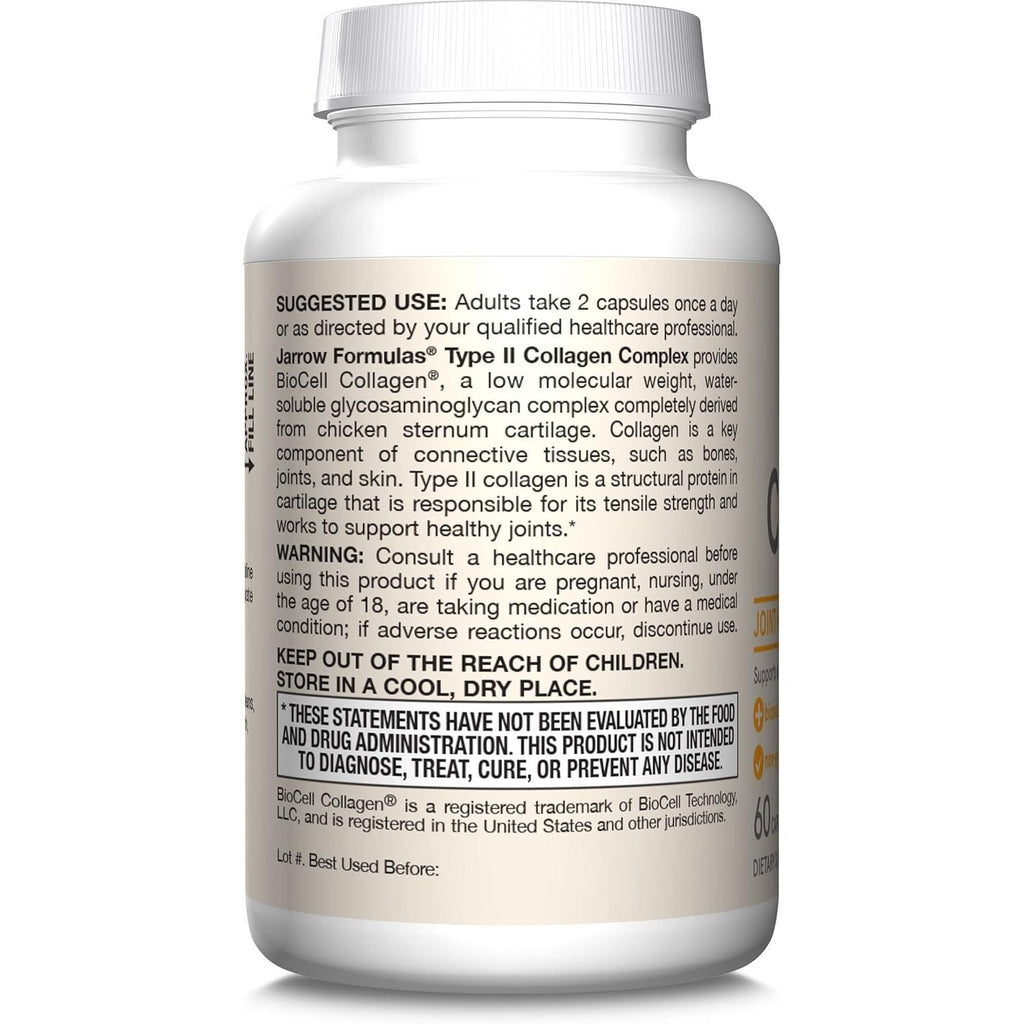 Buy now Jarrow FormulasÂ® Type II Collagen Complex 1000 mg Supplements, Supports Skin and Joint Health, 60 Capsules, 30 Day Supply at indiglob india