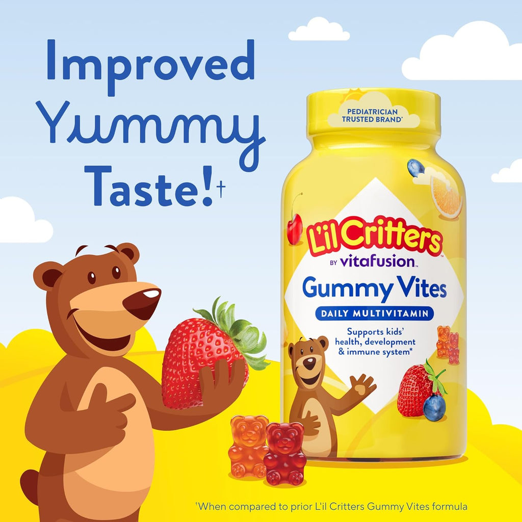 Buy now L'il Critters Gummy Vites Daily Kids Multivitamins Assorted Fruit Flavors for Ages 2+ Toddlers & Kids, Gummy Vitamin with Vitamin C and D, 95-190 Day Supply, 190 Gummies at indiglob india