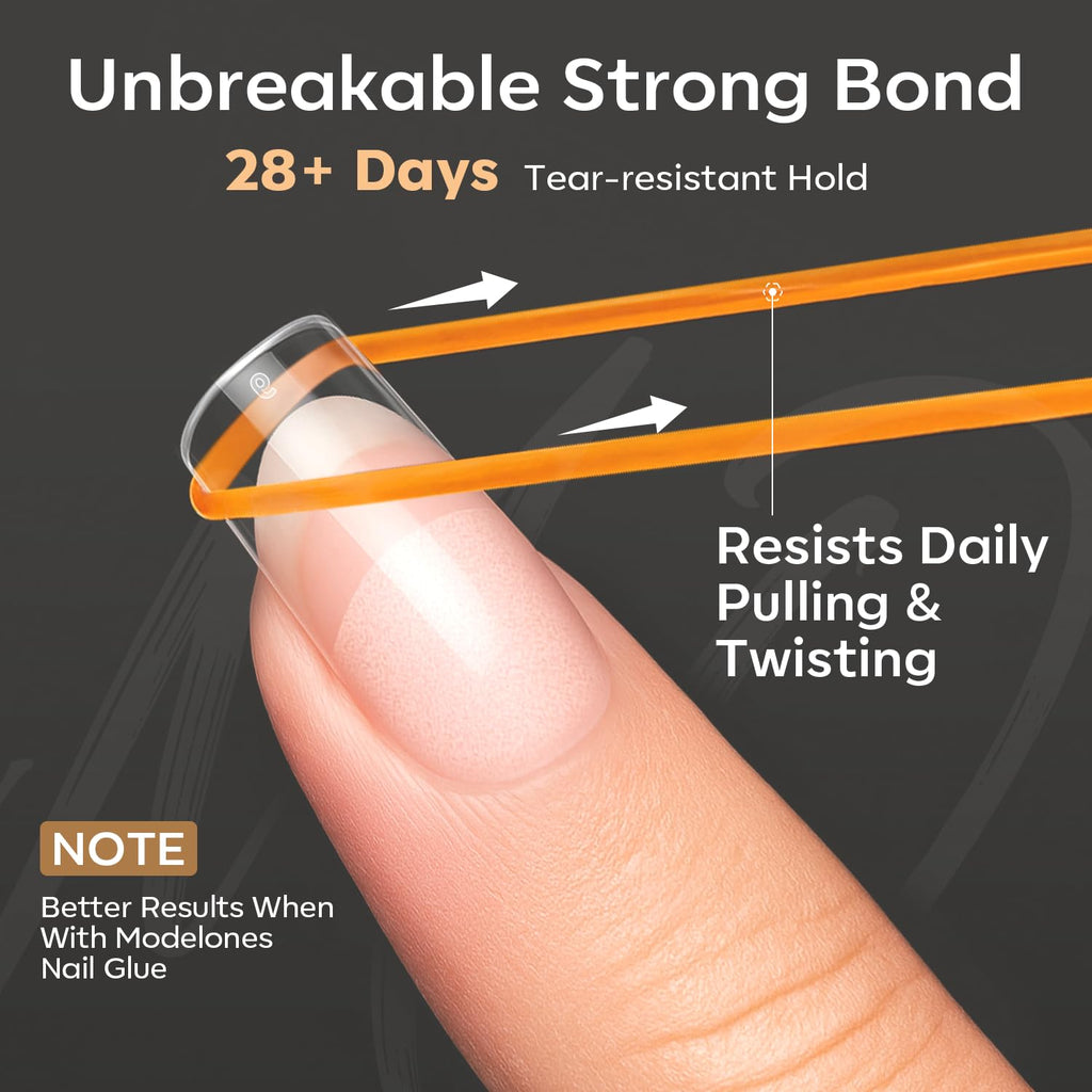 Modelones Short Almond Nail Tips offer 360 pieces with a tear-resistant hold, perfect for a long-lasting manicure.